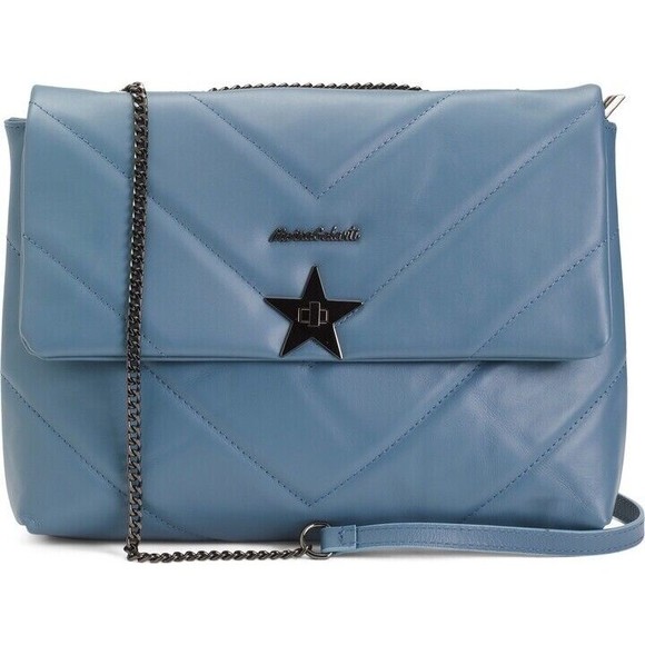 Marina Galanti Handbags - MARINA GALANTI Made In Italy Leather Quilted Chain Strap Crossbody blue